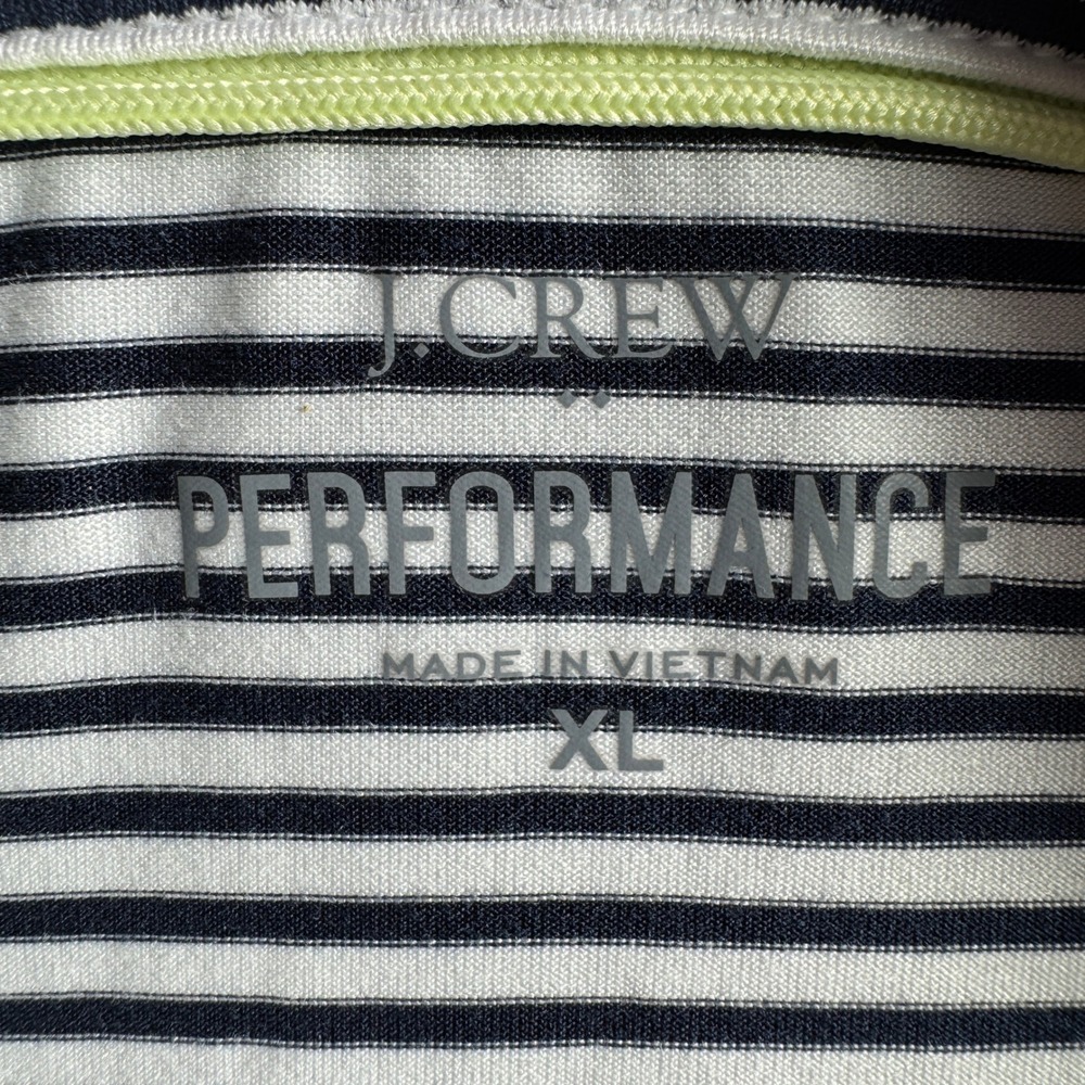 J Crew Performance Polo Shirt Men XL Short Sleeve Stripe Navy White Athletic - Picture 6 of 8